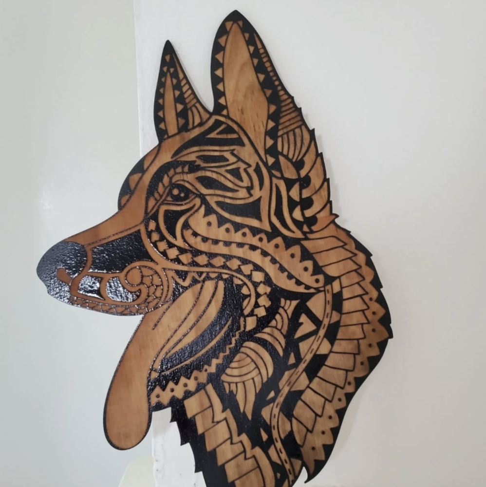 Laser Engraved Wooden German Shepherd Home Decor